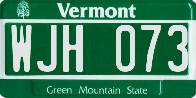 VT license plate WJH073