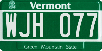 VT license plate WJH077