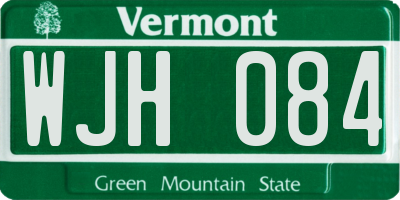VT license plate WJH084
