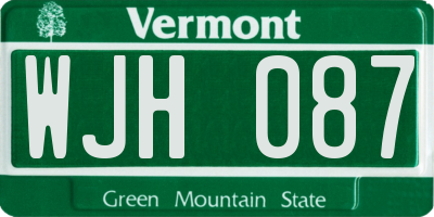 VT license plate WJH087