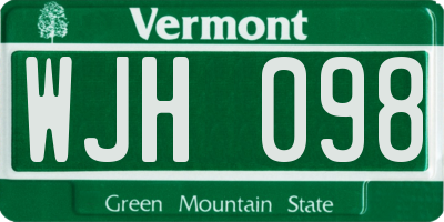 VT license plate WJH098