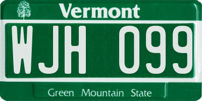 VT license plate WJH099