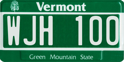 VT license plate WJH100