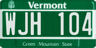 VT license plate WJH104