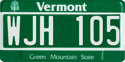 VT license plate WJH105