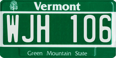 VT license plate WJH106