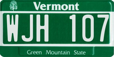 VT license plate WJH107