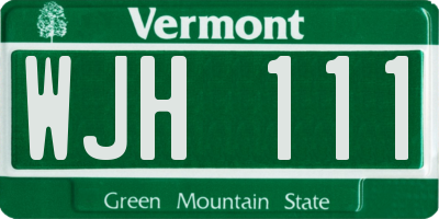 VT license plate WJH111