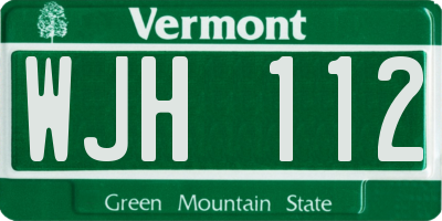 VT license plate WJH112