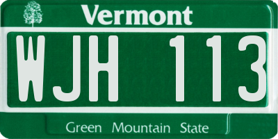 VT license plate WJH113