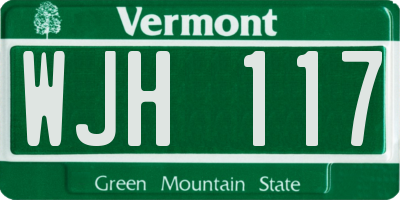 VT license plate WJH117
