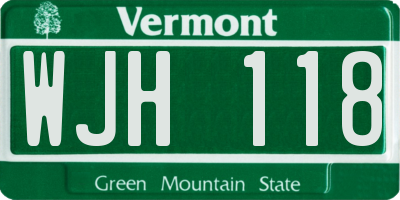 VT license plate WJH118