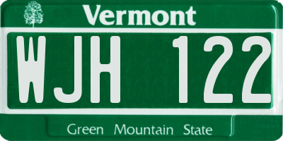 VT license plate WJH122