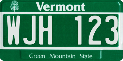 VT license plate WJH123
