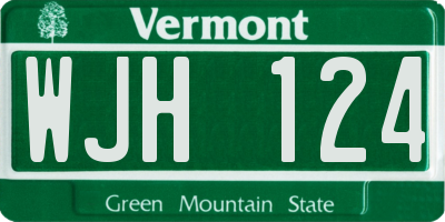 VT license plate WJH124