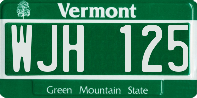 VT license plate WJH125