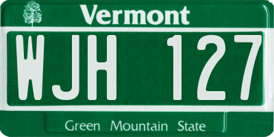 VT license plate WJH127
