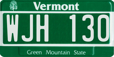 VT license plate WJH130