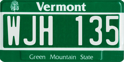 VT license plate WJH135