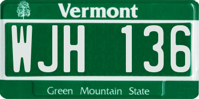 VT license plate WJH136