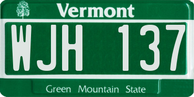VT license plate WJH137