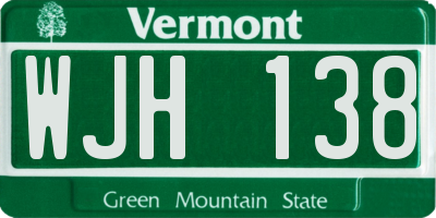 VT license plate WJH138