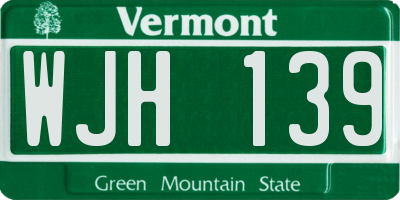 VT license plate WJH139