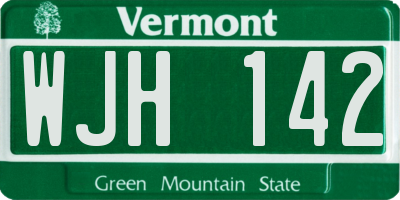 VT license plate WJH142