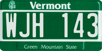 VT license plate WJH143