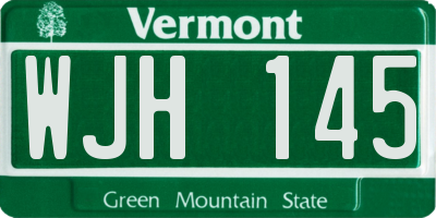 VT license plate WJH145