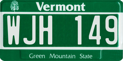 VT license plate WJH149