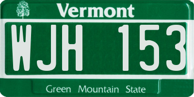 VT license plate WJH153