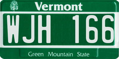 VT license plate WJH166