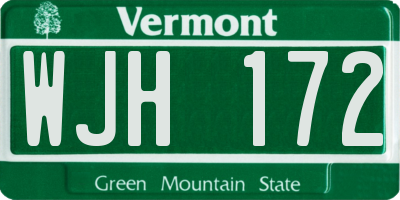 VT license plate WJH172