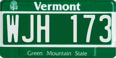 VT license plate WJH173