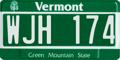 VT license plate WJH174