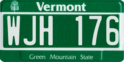 VT license plate WJH176