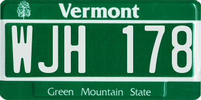 VT license plate WJH178