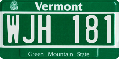 VT license plate WJH181