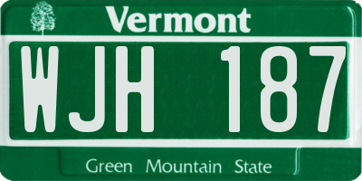 VT license plate WJH187