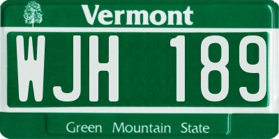 VT license plate WJH189