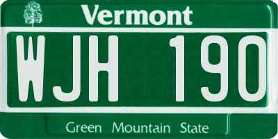 VT license plate WJH190