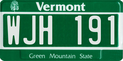 VT license plate WJH191