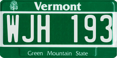 VT license plate WJH193