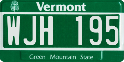 VT license plate WJH195