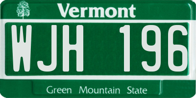 VT license plate WJH196