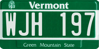 VT license plate WJH197