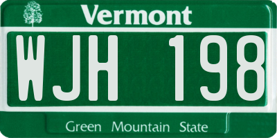 VT license plate WJH198