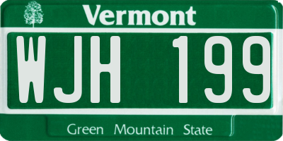 VT license plate WJH199