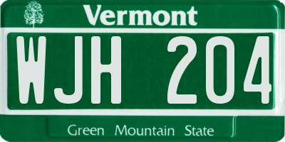 VT license plate WJH204